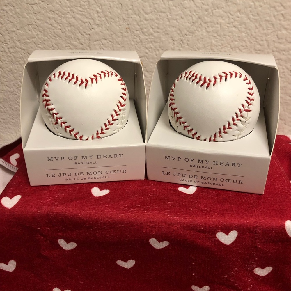 2 PACK Hallmark MVP OF MY HEART Stitched BASEBALL Valentines Day Gift NEW IN BOX